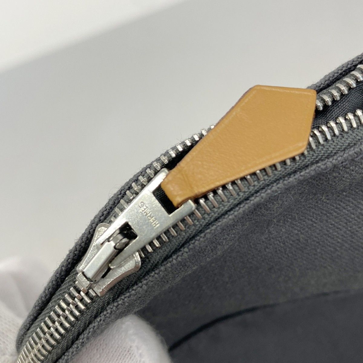 P2 美品　エルメス　HERMES　グレー キャンバス ボリードポーチ MM 5hc2635-h】エルメス ポーチ ボリードポーチ キャンバス グレー