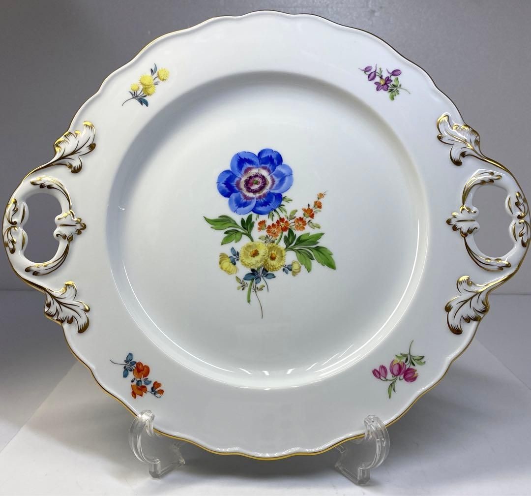 マイセン 手付フラワープレート 幅約30.5㎝ 東Y6-0816