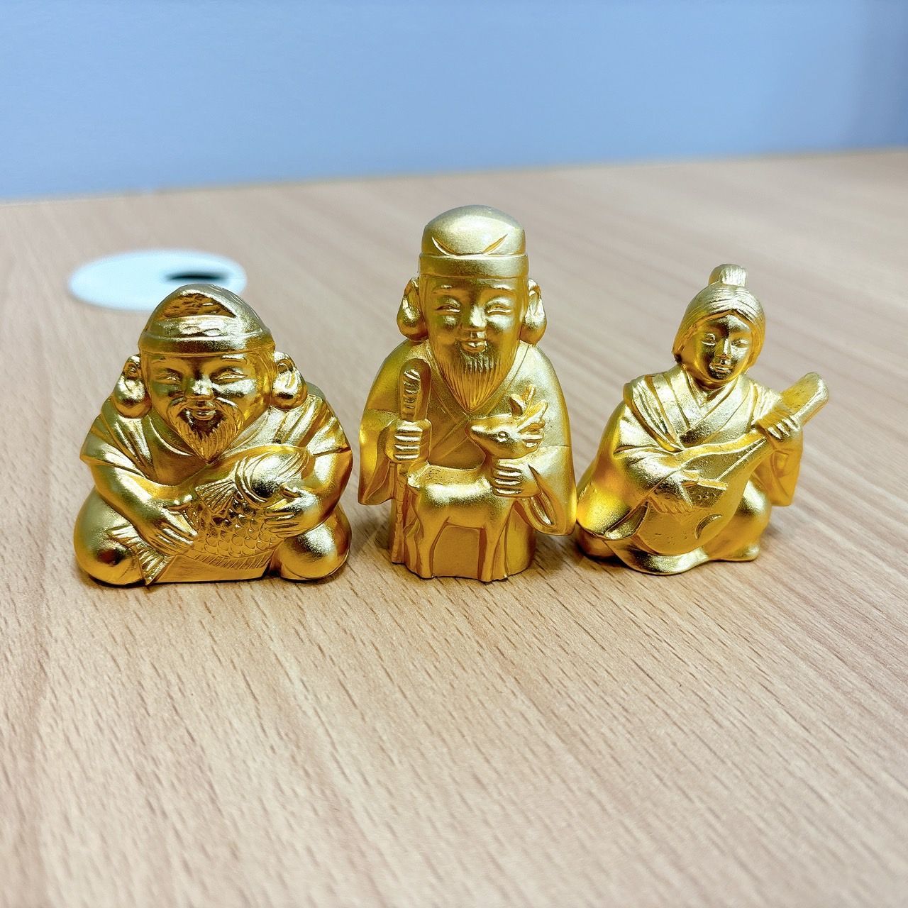 七福神像 真鍮 7体セット　縁起物　置き物　招福　幸運グッズ 開運 七福神 置物 寿山石製 開運・幸運のインテリア置物 木製