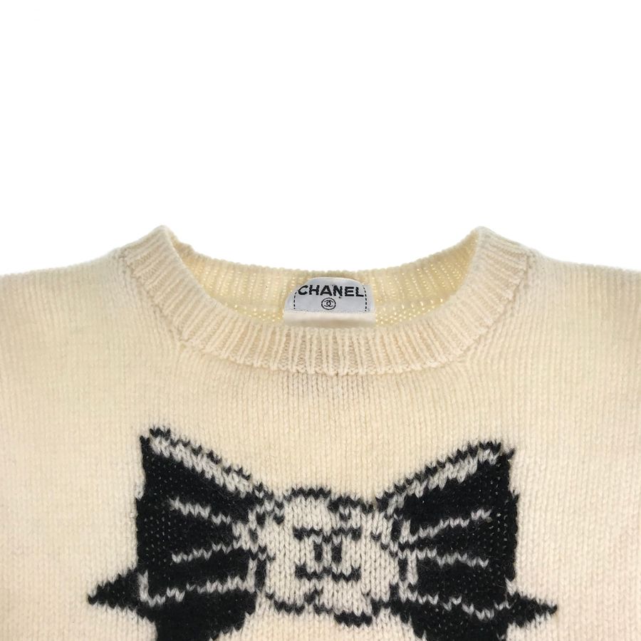 シャネル CHANEL リボン セーター P05571V00254 ホワイト ブラック