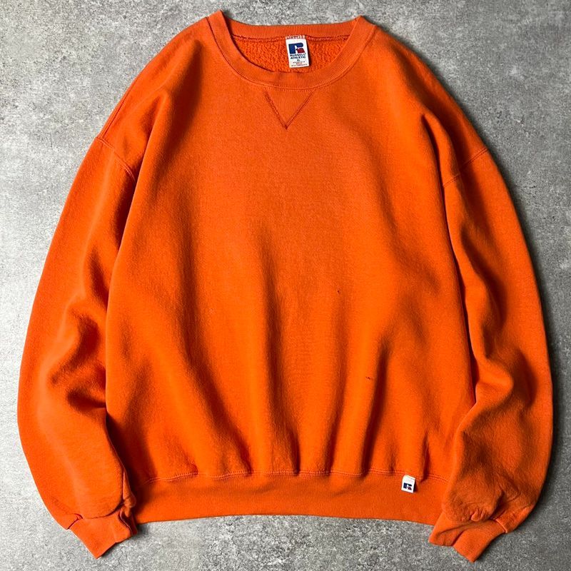 90s RUSSELL 無地 前V スウェット トレーナー XL / 90年代