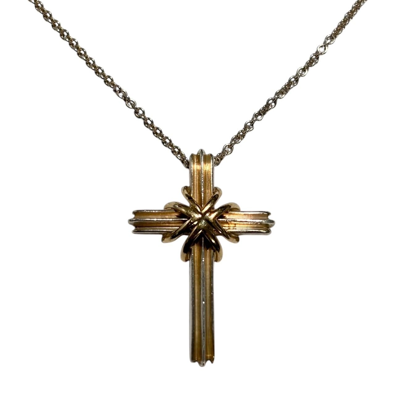 TIFFANY u0026 CO.(ティファニー) 18k gold x 925 silver signature cross necklace 18金 × シルバー925 シグネチャー クロス ネックレス シルバー×ゴールド 750 チェーン ペンダント トップ