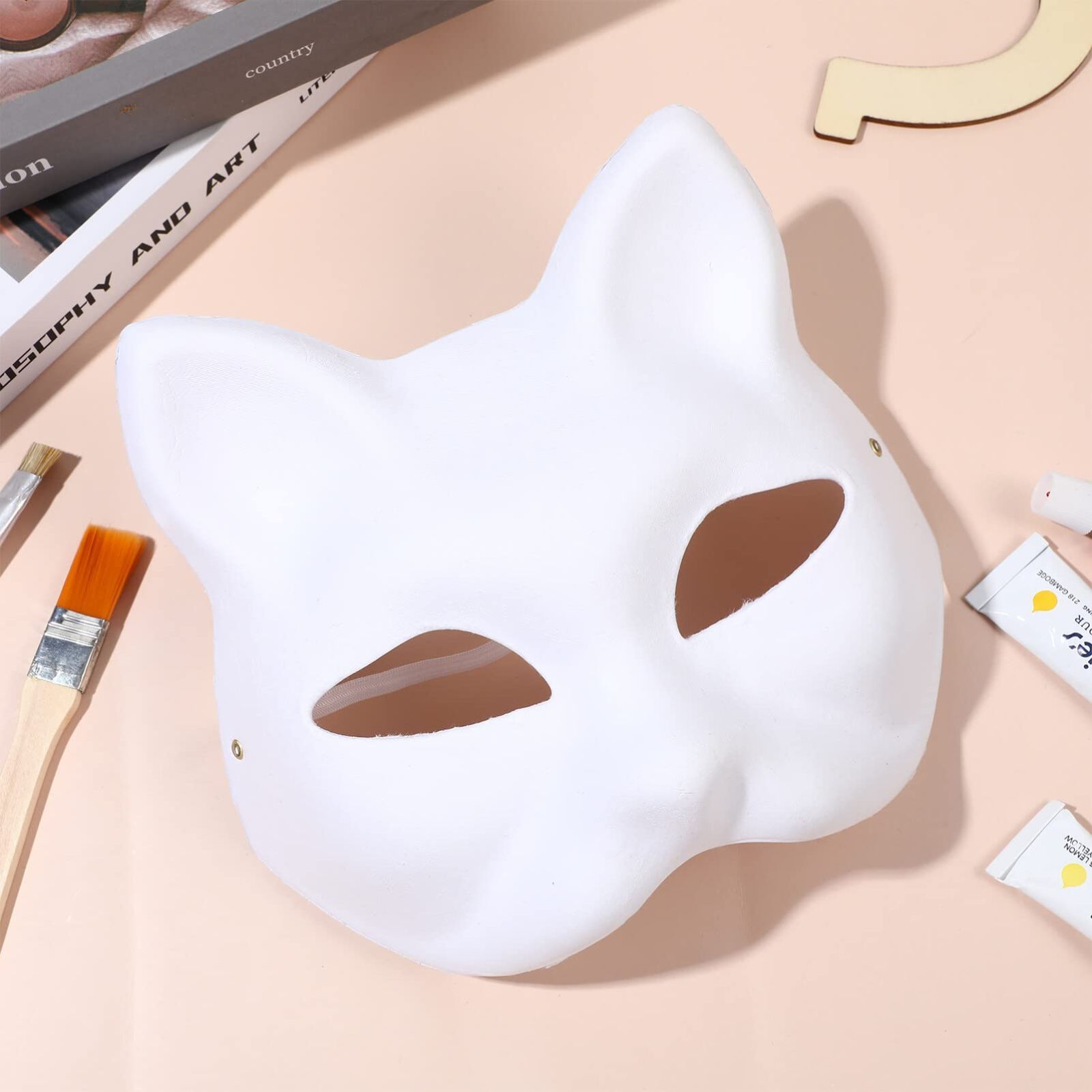 数量限定】猫 お面 お面 DIY お面 仮面 半面 手描き 紙パルプ 狐 