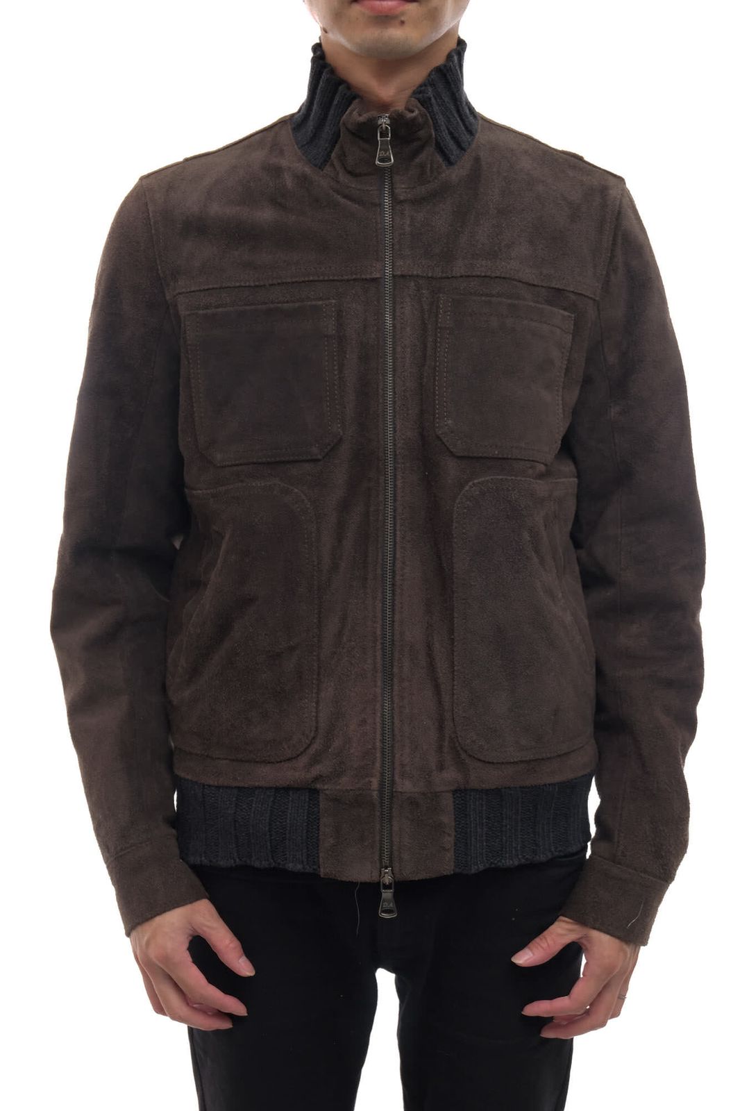 ダニエル アレッサンドリーニ／DANIELE ALESSANDRINI ブルゾン ジャケット JKT アウター メンズ 男性 男性用スエード スウェード レザー 革 本革 ダークブラウン 茶 ブラウン  リブ