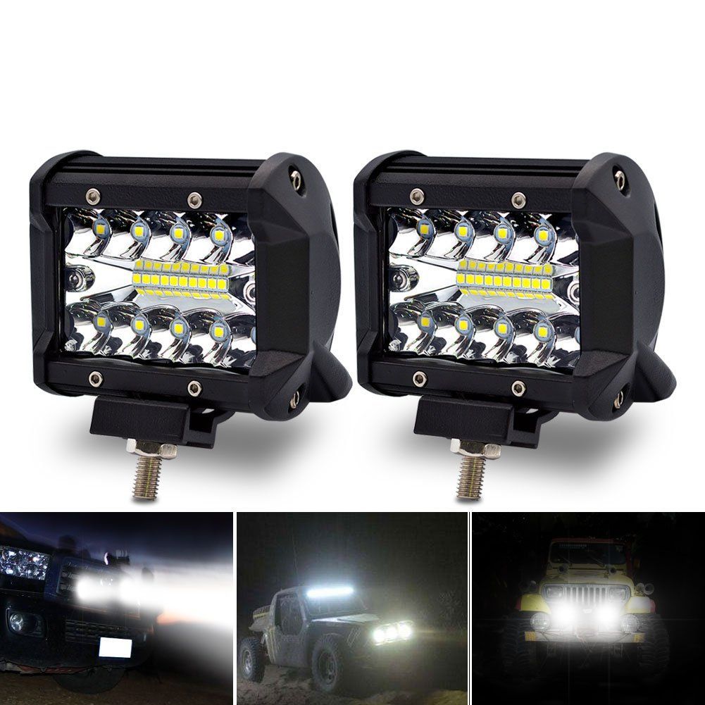角形 4インチ 6000K 農業機械 車外灯 汎用 12V-24V対応 ホワイト 狭角30度 ワークライト ワークライト LED 2個 作業灯 60W Safego