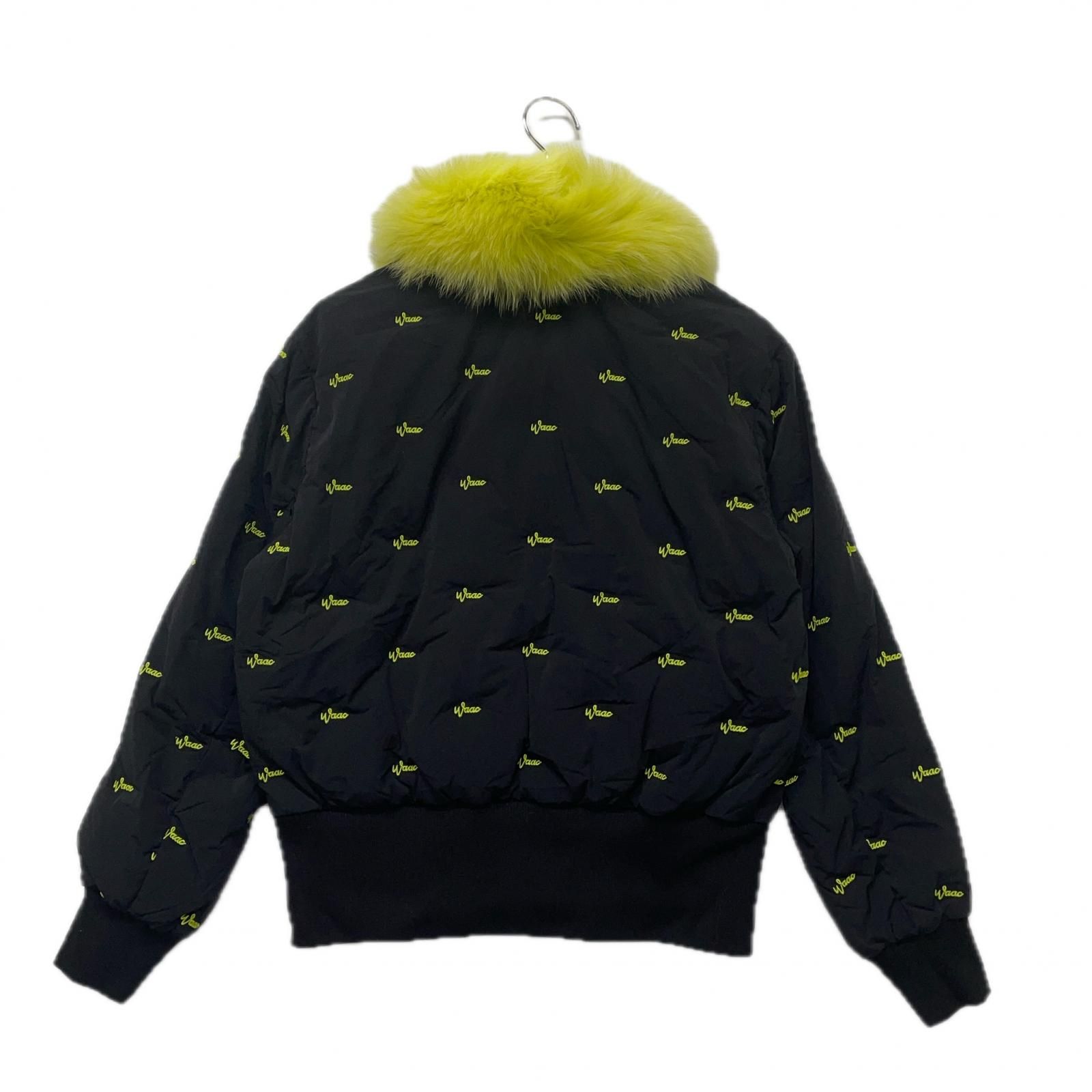 レディース ワック WAAC ブルゾン 2 M 黒×黄 ブラック×イエロー 丈短め ダウン フェザー 着脱 ファー襟