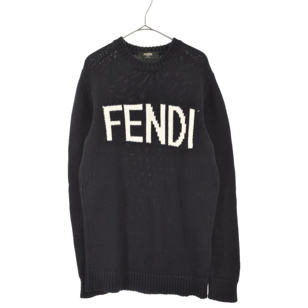 FENDI (フェンディ) Logo Intersia Knit ロゴ クルーネックニット