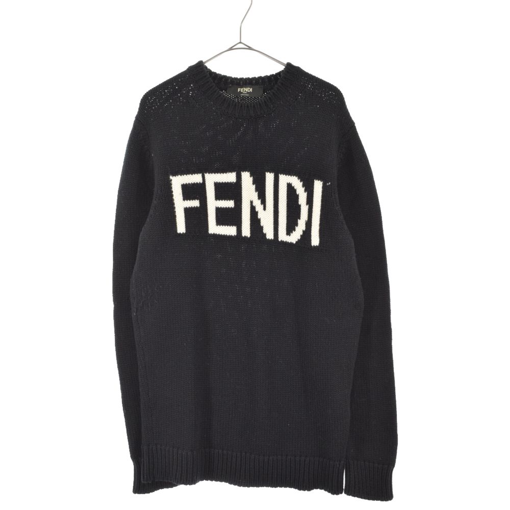 FENDI (フェンディ) Logo Intersia Knit ロゴ クルーネックニット 