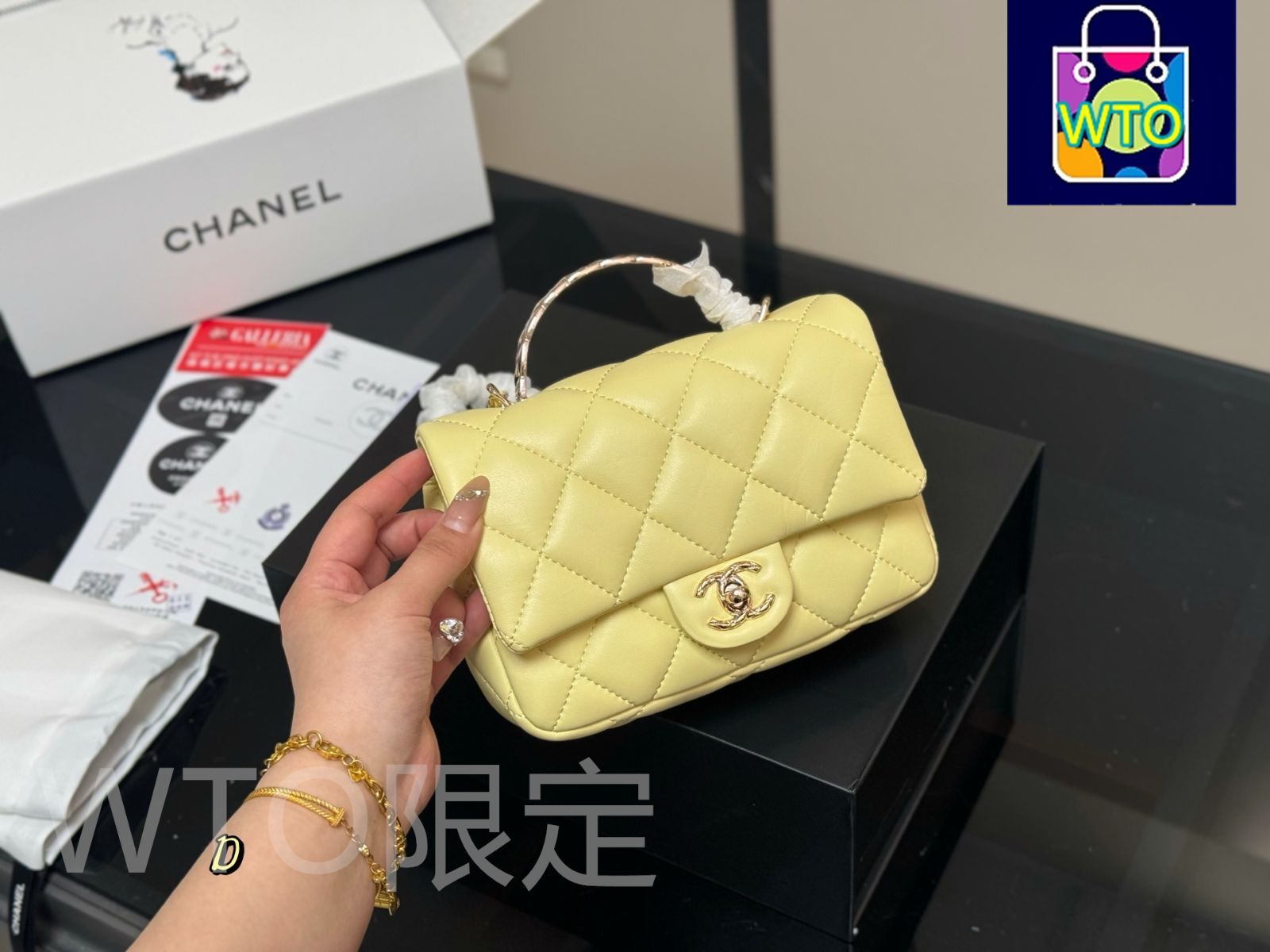 今日特価】Chanel 25P ブラックゴールド ハンドルバッグ！国内