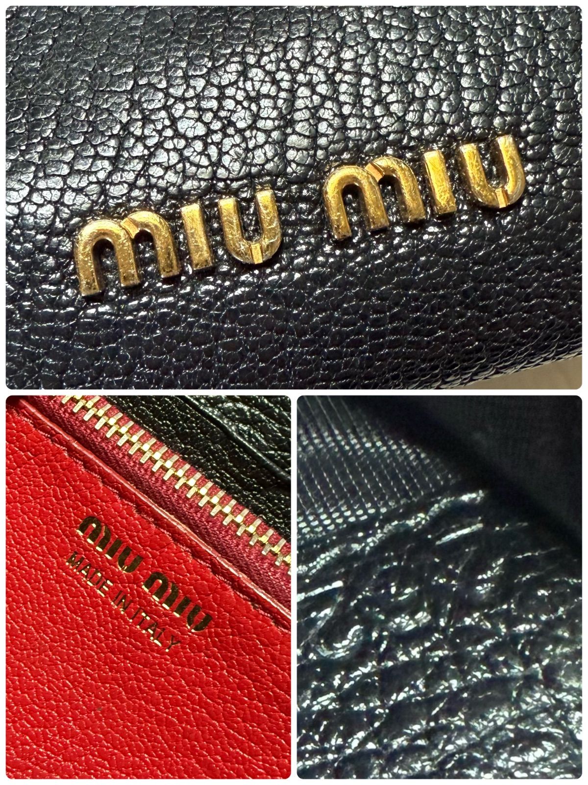 miumiu バッグ　マドラスラブ　チェーンウォレット 美品 miumiu(ミュウミュウ) 財布 マドラスラブ 5DH060 黒×レッド