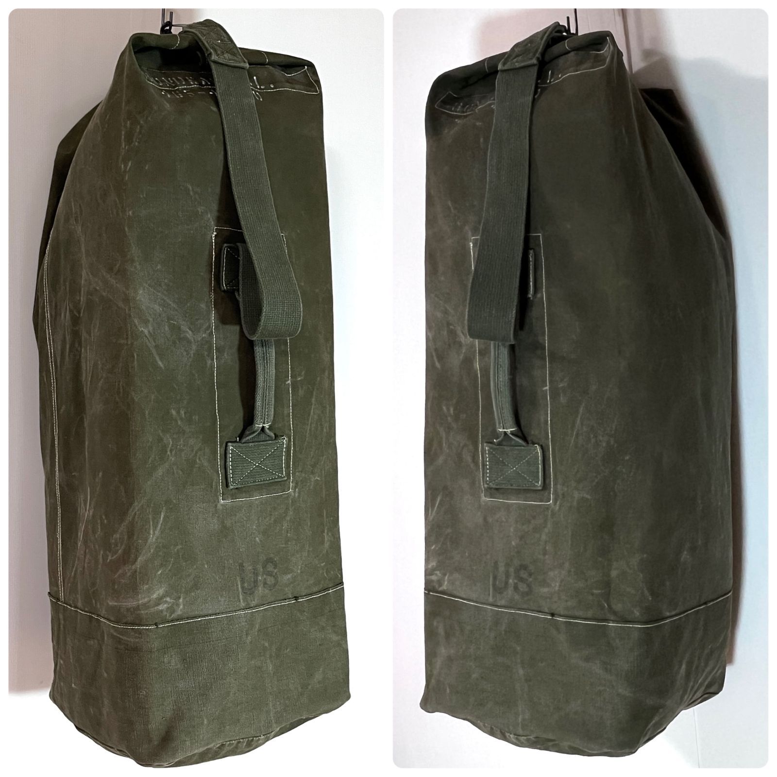 1954年製 USA製 実物 米軍 USステンシル キャンバス ダッフルバッグ 50s U.S.ARMY 米軍実物 USステンシル ホワイトステッチ ヴィンテージ
