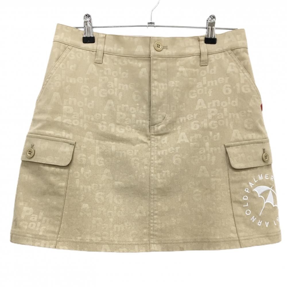 【超美品】アーノルドパーマーゴルフ スカート ベージュ ロゴ地模様 複数ポケット レディース 11 ゴルフウェア arnold palmer