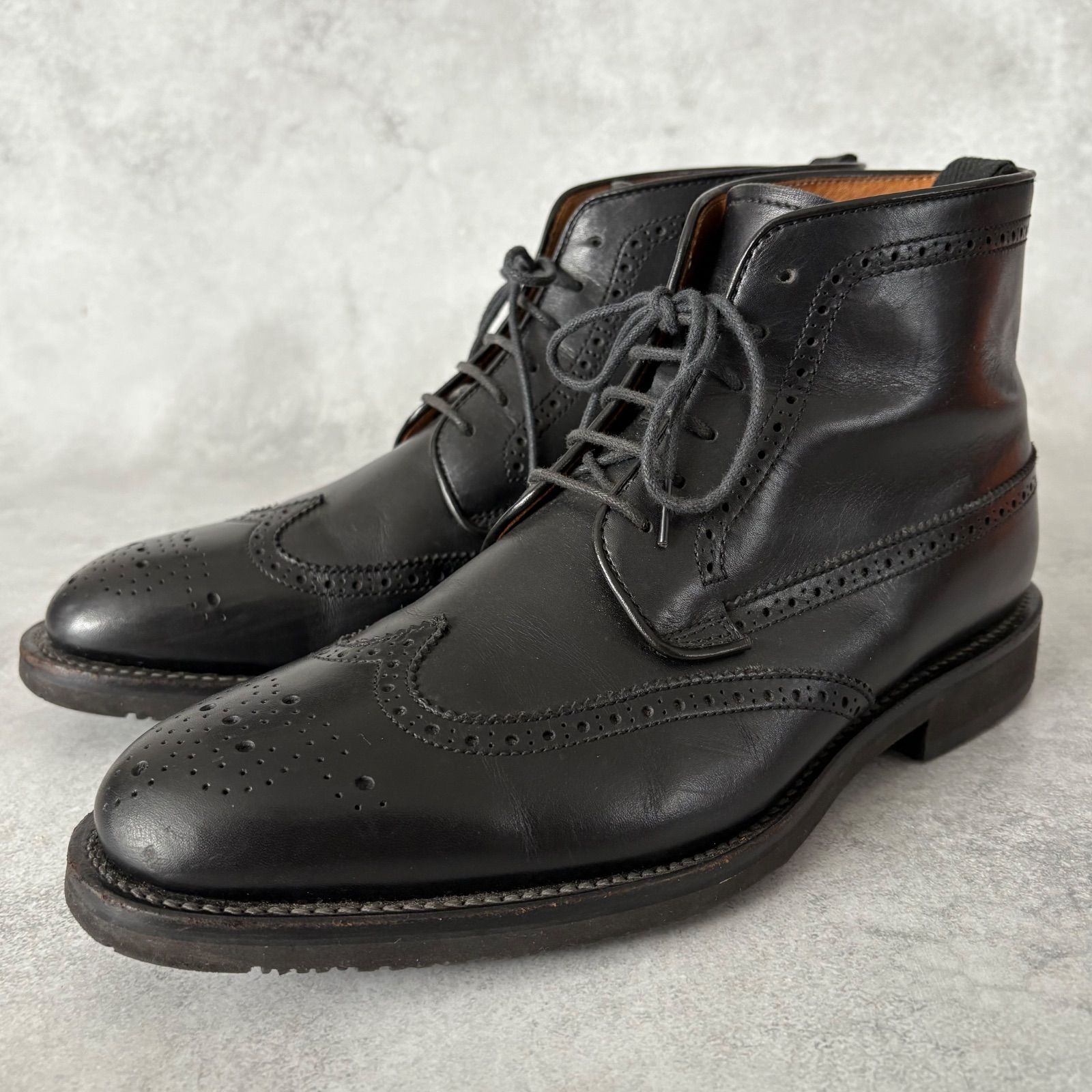 リーガル REGAL W970 カントリーブーツ ウイングチップ 革靴 黒 25.5cm メンズシューズ GEOX ドレスシューズ