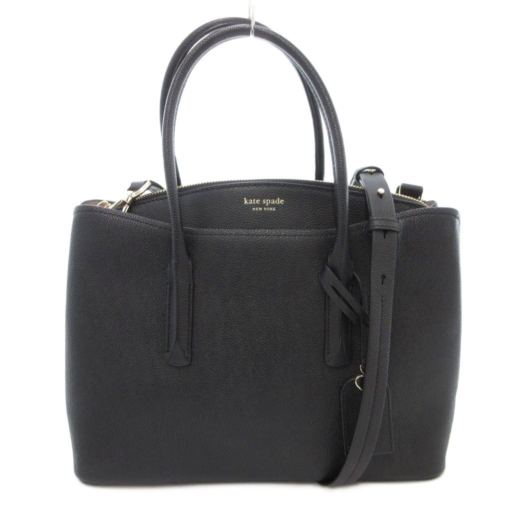kate spade 2wayトートバッグ 黒 ほぼ未使用 kate spade ケイトスペード レザー 2Wayトートバッグ