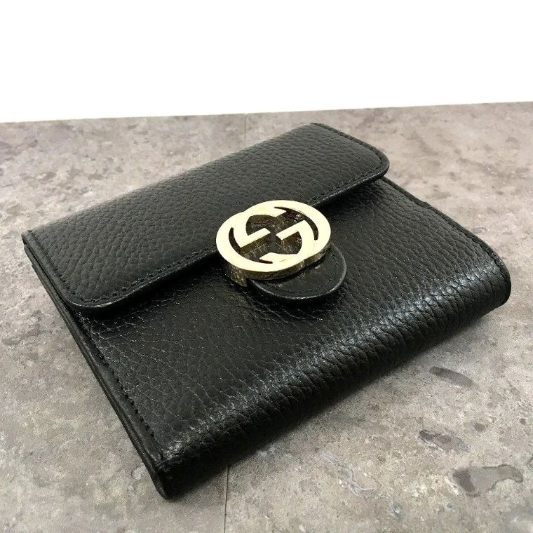 送料込み！ 極美品 GUCCI Wホック財布 615525 インターロッキング  