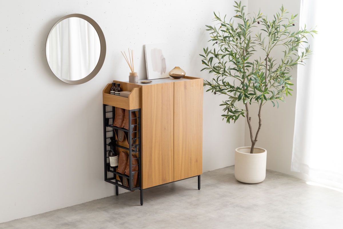 幅70cm Xue ラック付きキャビネット