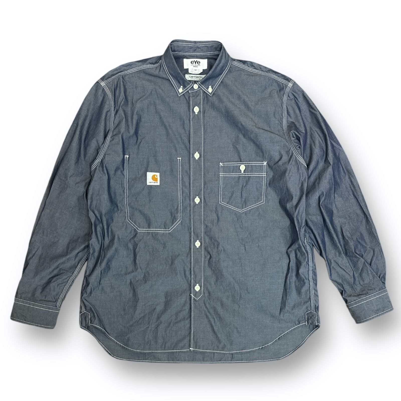 定価60500円 eYe JUNYA WATANABE MAN × Carhartt 24SS シャンブレーシャツ ジュンヤワタナベマン カーハート  コラボ WM-B903 インディゴ M 76327A6 - メルカリ