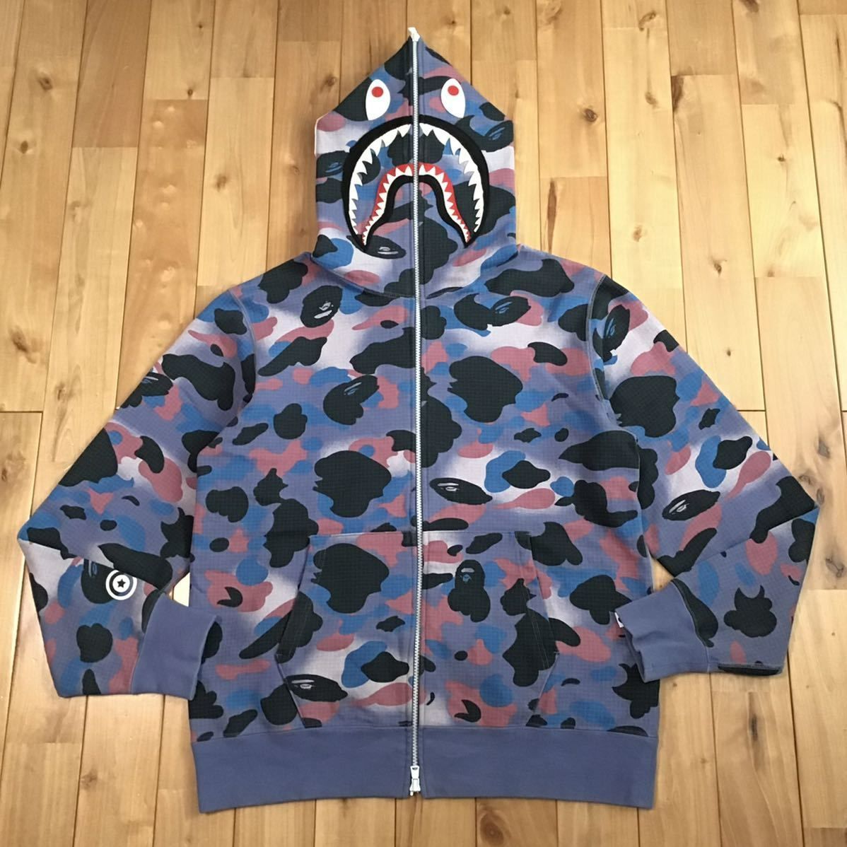 ☆蓄光☆ Grid Camo SHARK FULL ZIP HOODIE Lサイズ a bathing ape ...