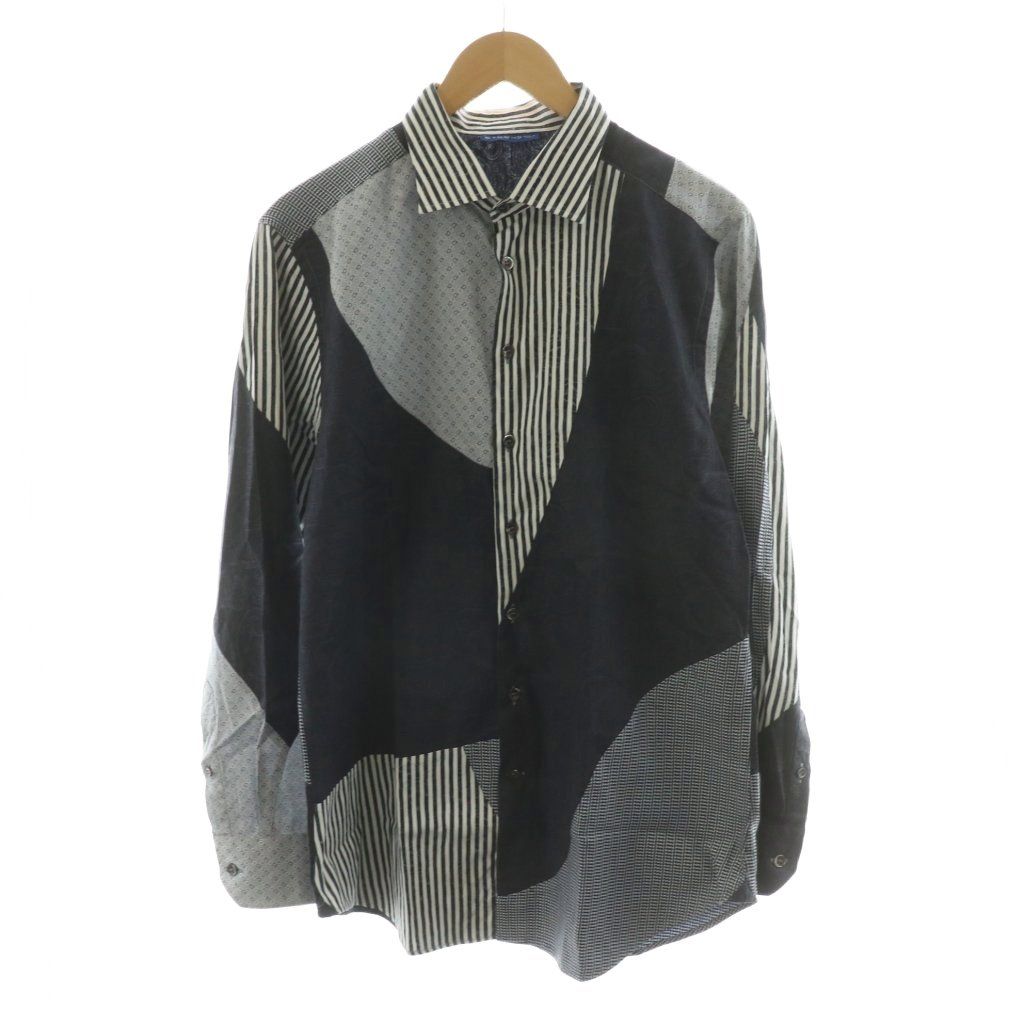 エトロ ETRO シャツ ストライプ 長袖 ペイズリー ブラック