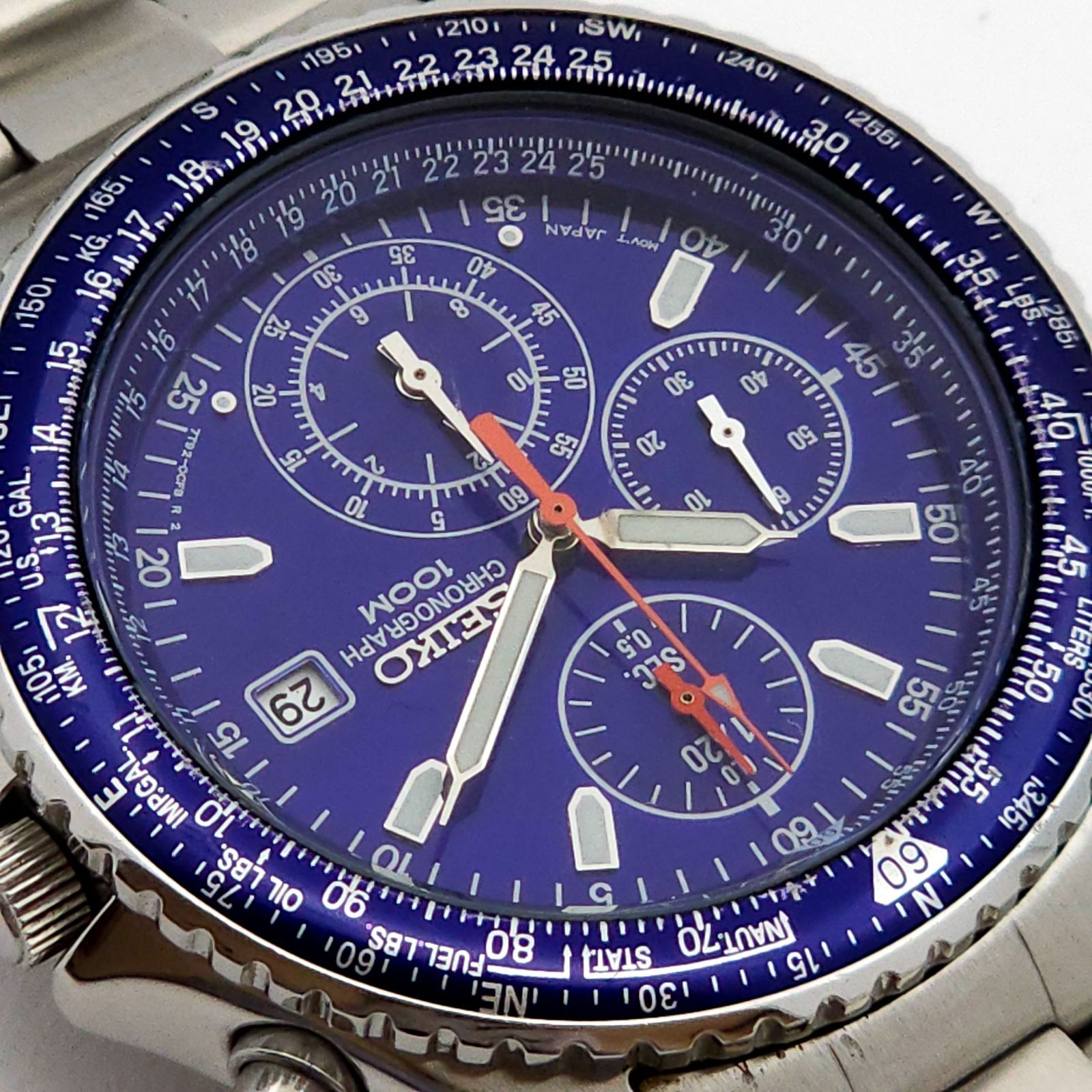 SEIKO セイコー クロノグラフ 7T92-0CF0 QZ 動作品 青 - メルカリ