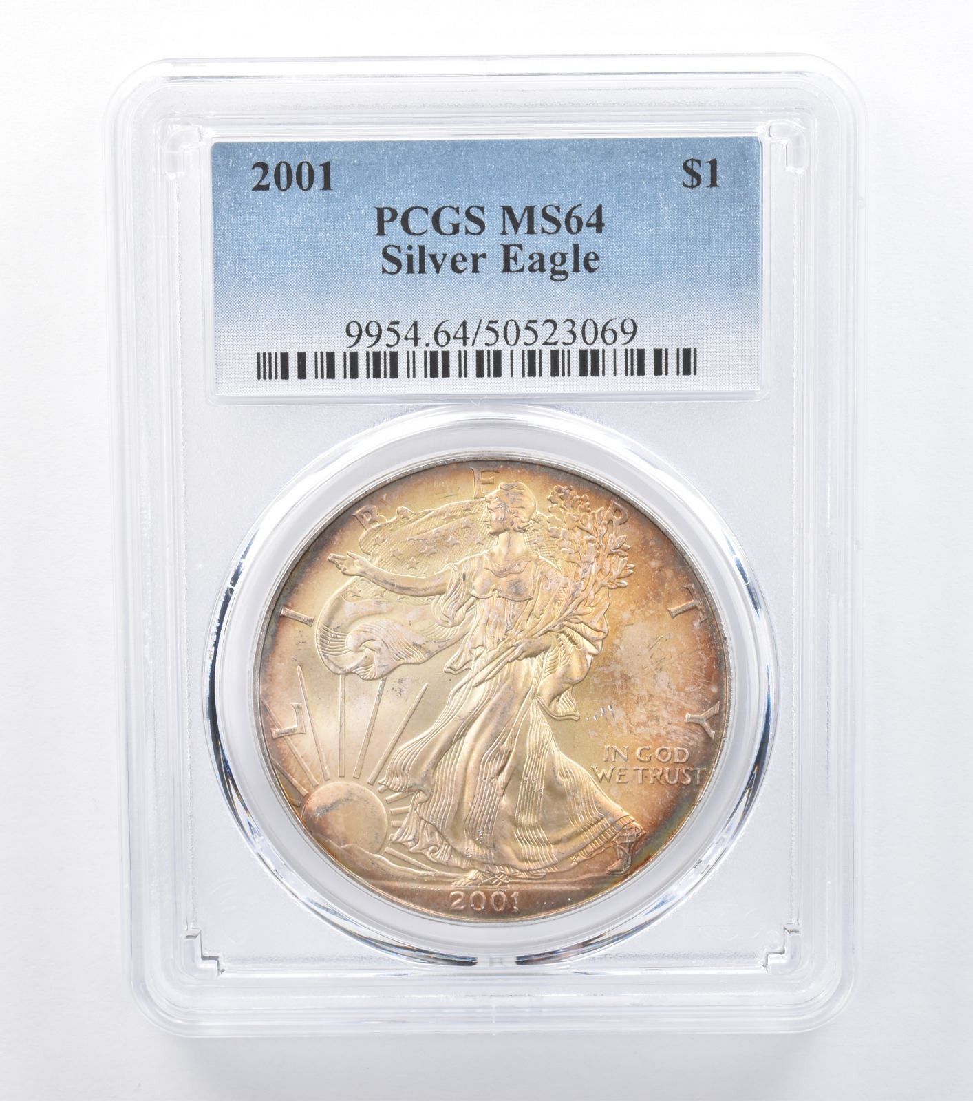 2001年 アメリカン シルバー イーグル MS64 PCGS イエロー T