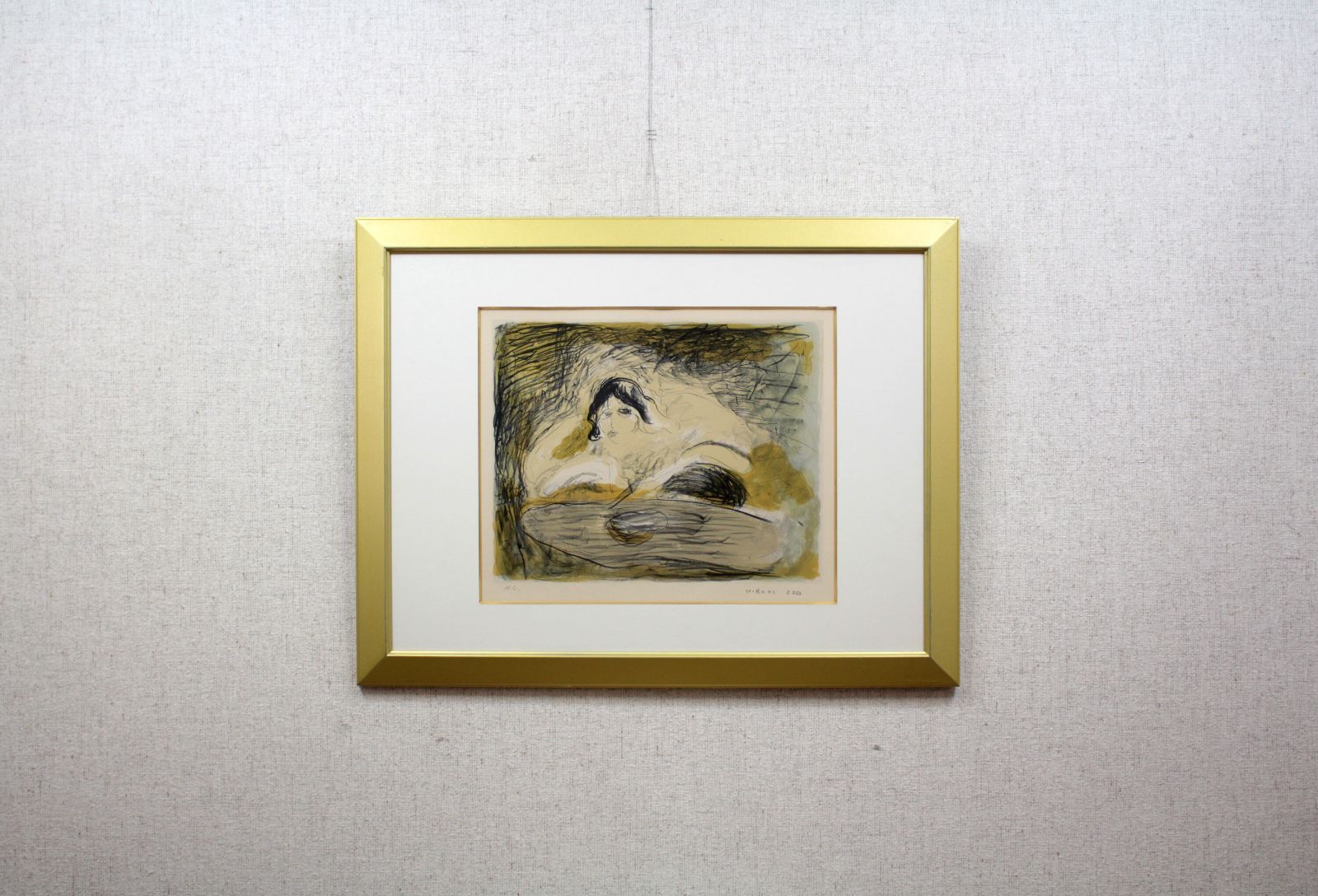 織田廣喜『パリの女（レストランの女）』リトグラフ【真作保証】 絵画 織田廣喜 『二人の女性』 リトグラフ - 北海道画廊