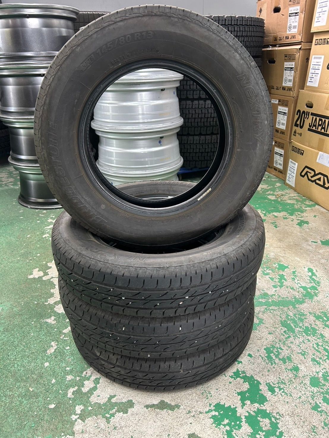 BRIDGESTONE NEXTRY 145 80R13 75S サマータイヤ 4本セット 残溝5.3mm 製