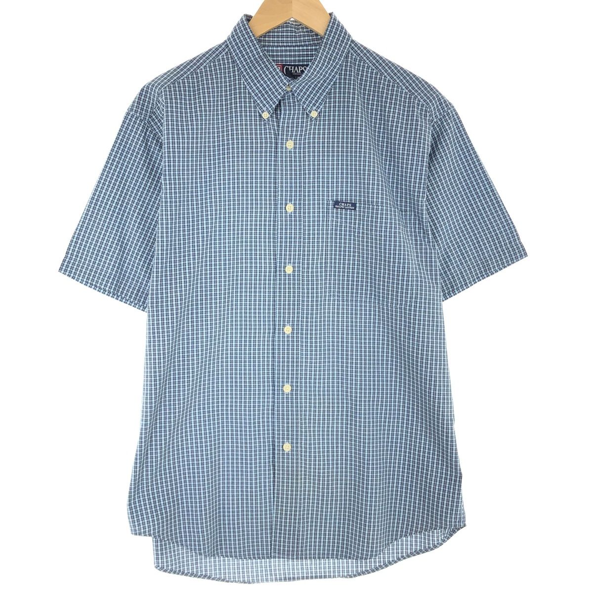 古着 90年代 ラルフローレン RALPH LAUREN CHAPS 半袖 ボタンダウン チェックシャツ メンズL ヴィンテージ/eaa454258