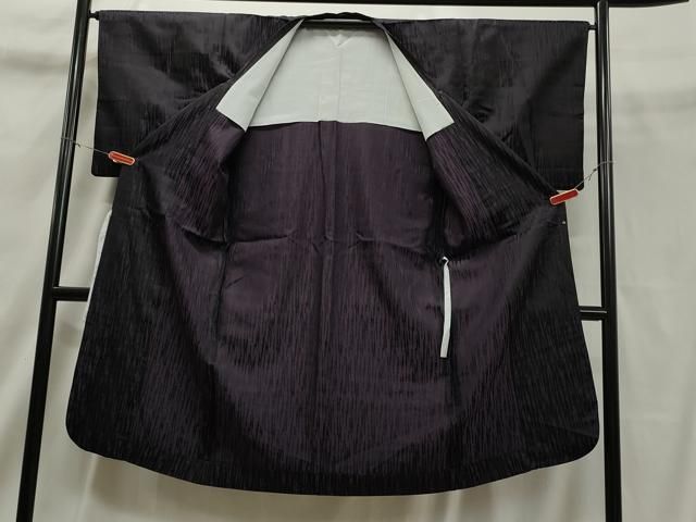 平和屋着物▽道行コート 単衣 吉祥文 黒地 ロング丈 正絹 逸品