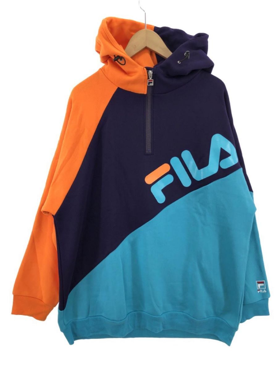 FILA フィラ パーカー カットソー sizeXL/紫×オレンジ×水色