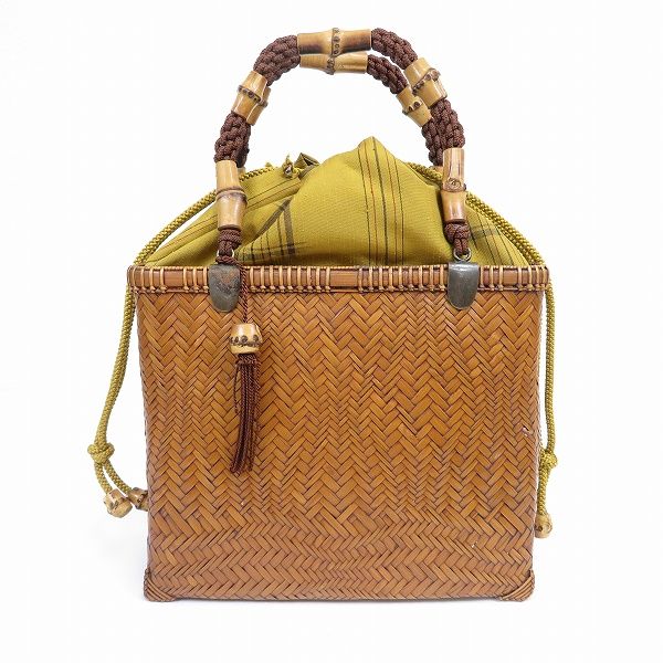 【極美品✨】公長齋小菅　竹籠バッグ　コウチョウサイコスガ　ハンドバッグ　ブラウン 超美品☆公長齋小菅 竹籠バッグ 網代編み カゴバッグ 浴衣 着物