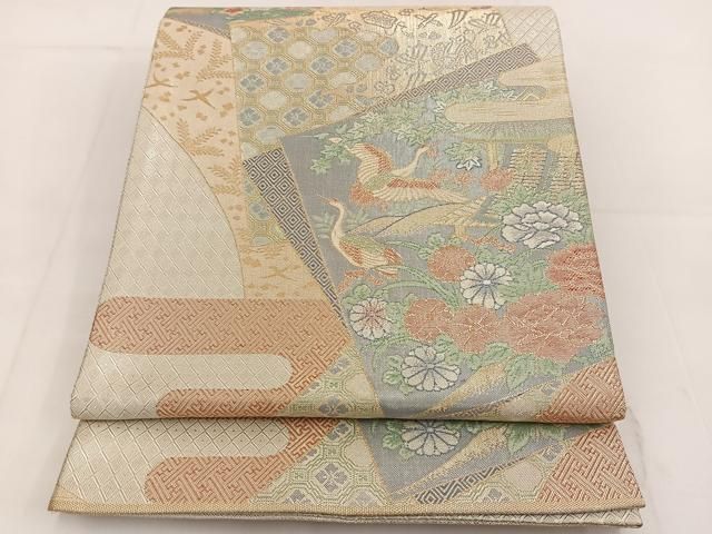 312y21◇佐賀錦 誰が袖文 袋帯 六通 七宝亀甲蜀江梅桜菊◇美品