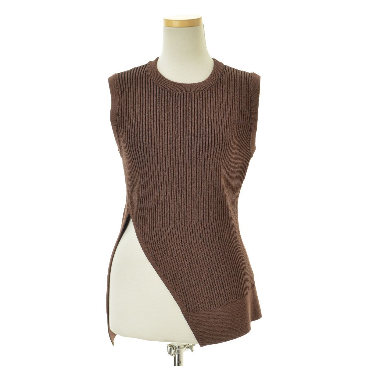 CLANE】13106-2002 SLANT CUT NO SLEEVE KNIT TOPSノースリーブニット 