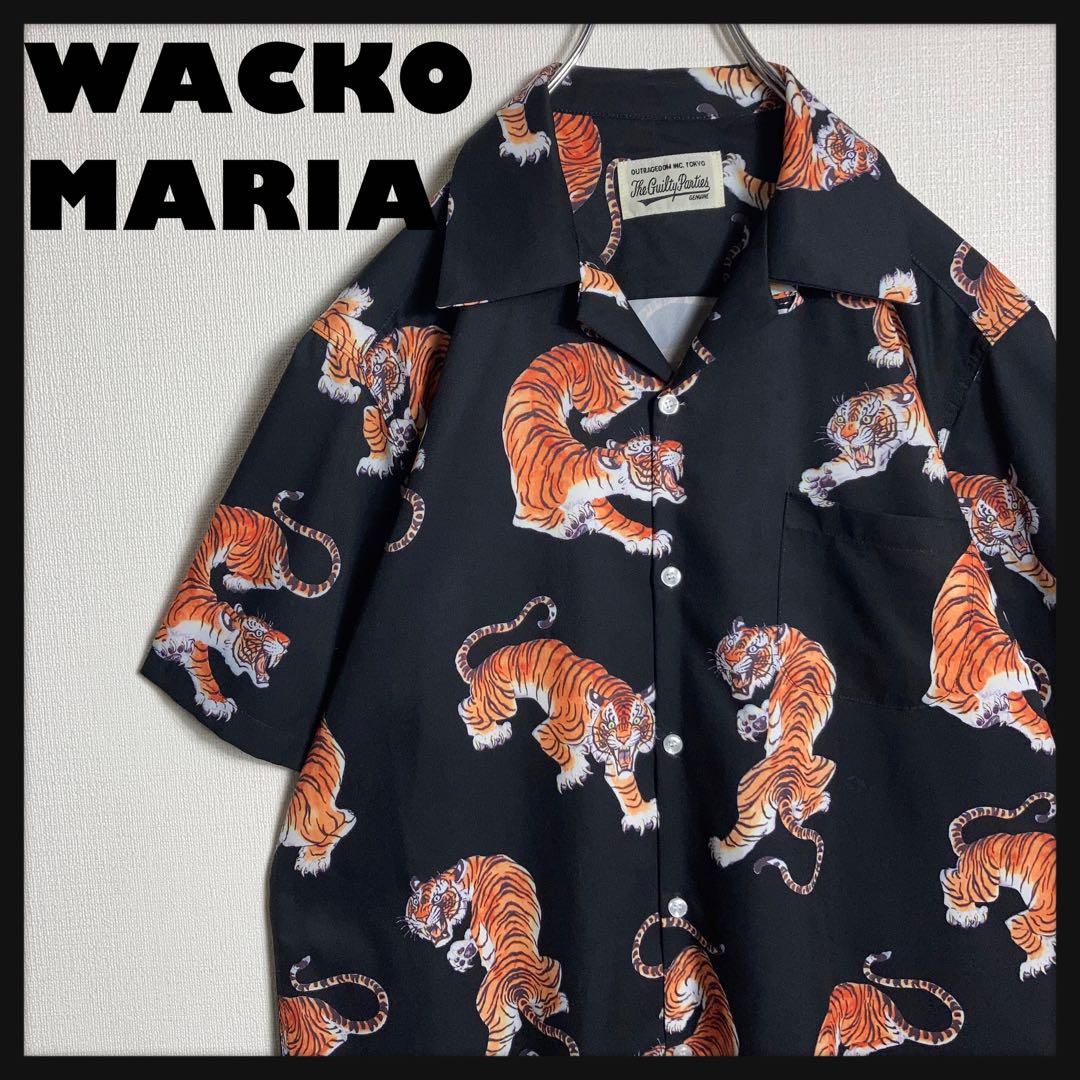 美品】WACKO MARIA アロハシャツ 半袖 開襟 レーヨン 虎 総柄 美品】WACKO MARIA アロハシャツ 半袖 開襟 レーヨン 虎 総柄