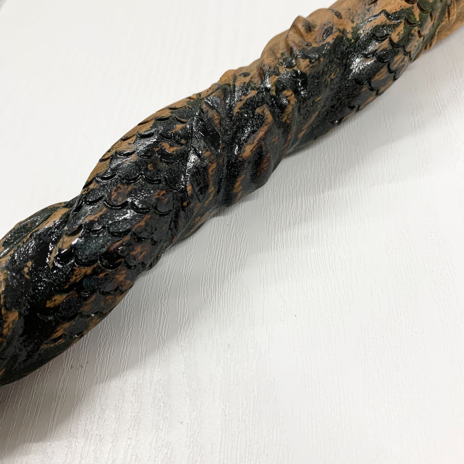 手彫り龍 杖 L字型 ステッキ 緑檀 ドラゴン - メルカリ