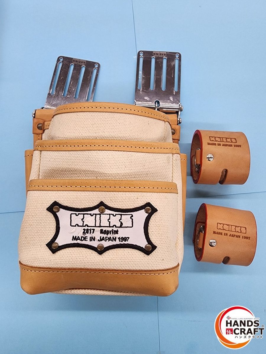 ♭ 品 KNICKS ニックス ツーウェイタイプ帆布生地ヌメ革補強3段腰袋 熊本けやき通り店