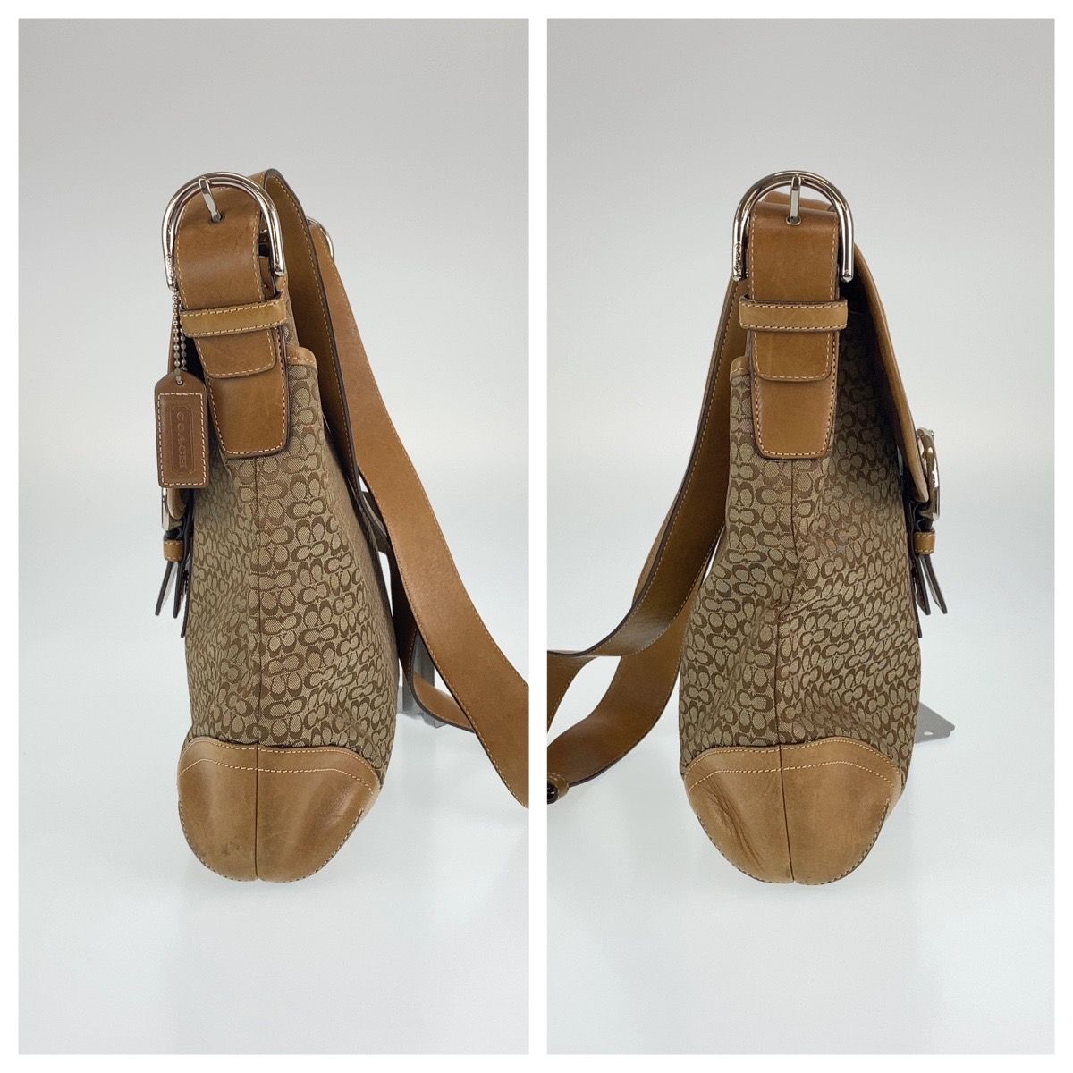 COACH コーチ シグネチャー ベージュ ブラウン キャンバス ショルダー