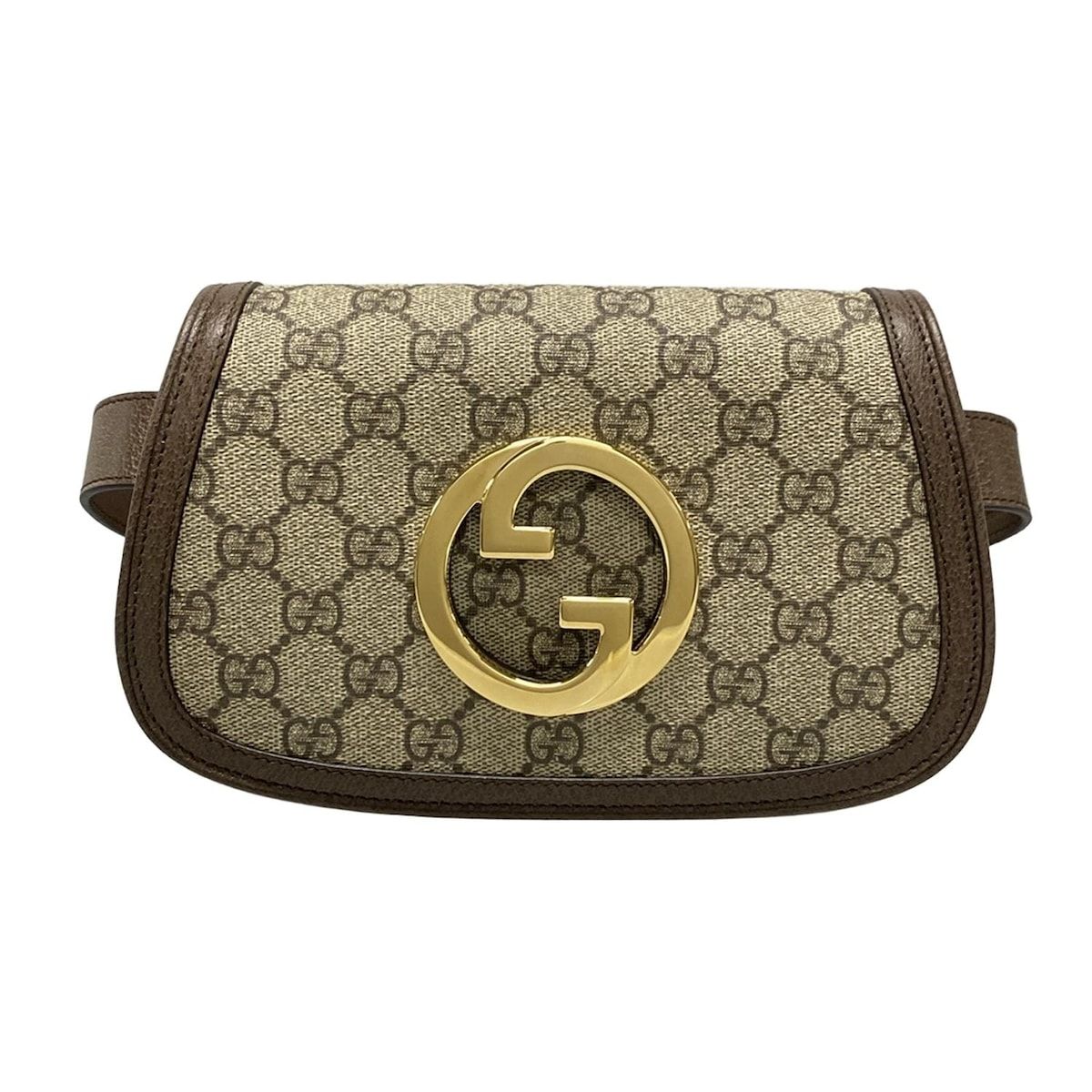 GUCCI グッチ ウエストポーチ GGスプリーム 703807 ベージュ×ダークブラウン レザー