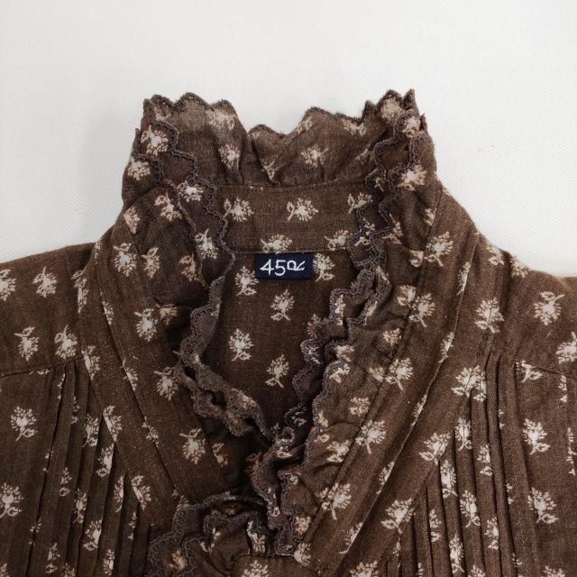 45R インドカディ勿忘草プリントのフリルブラウス 45rpm