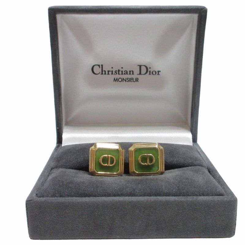 クリスチャンディオール Christian Dior MONSIEUR カフス アクセサリー バイカラー CDロゴ ゴールド色 金色 緑 グリーン  0617 IBO52 - メルカリ