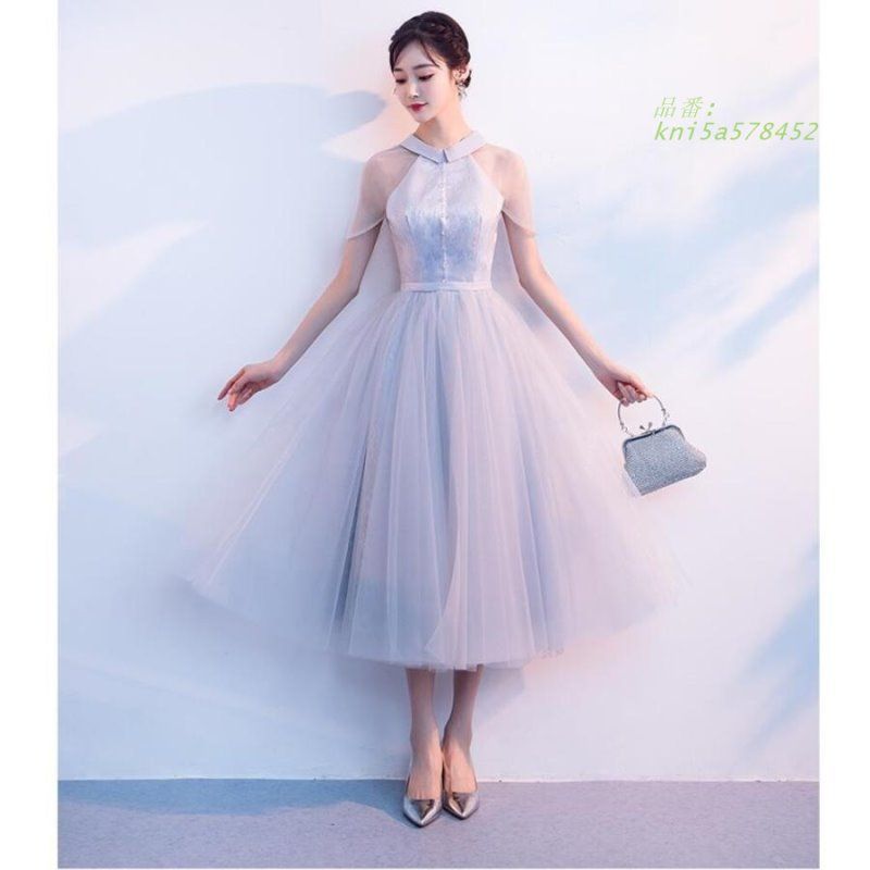 上品 ウエディングドレス Aラインワンピ パーティードレス ミモレドレス 20代 披露宴 卒業式 お呼ばれ 成人式 謝恩会 30代40代 二次会 kni5a578452