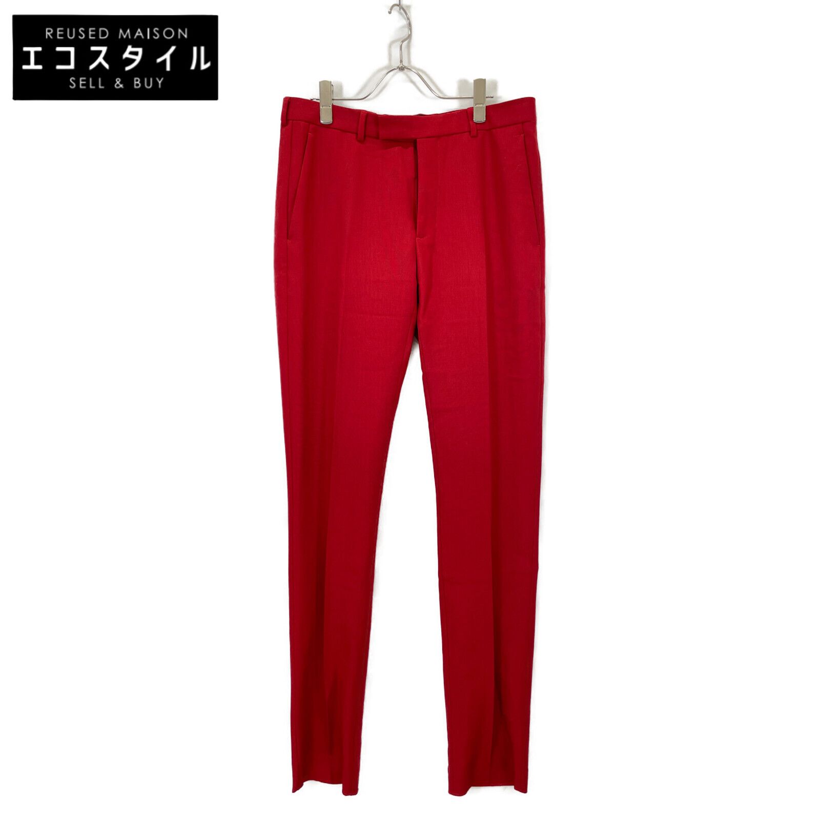 Dior HOMME ディオールオム 763C160A286 ﾚｯﾄﾞ ｾﾝﾀｰﾌﾟﾚｽ ｽﾗｯｸｽﾊﾟﾝﾂ 48