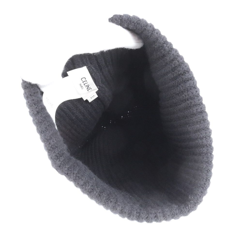 CELINE/セリーヌエンブロイダリーロゴニットキャップブラック 人気 セリーヌ ニットキャップ コピー☆エンブロイダリー ニット