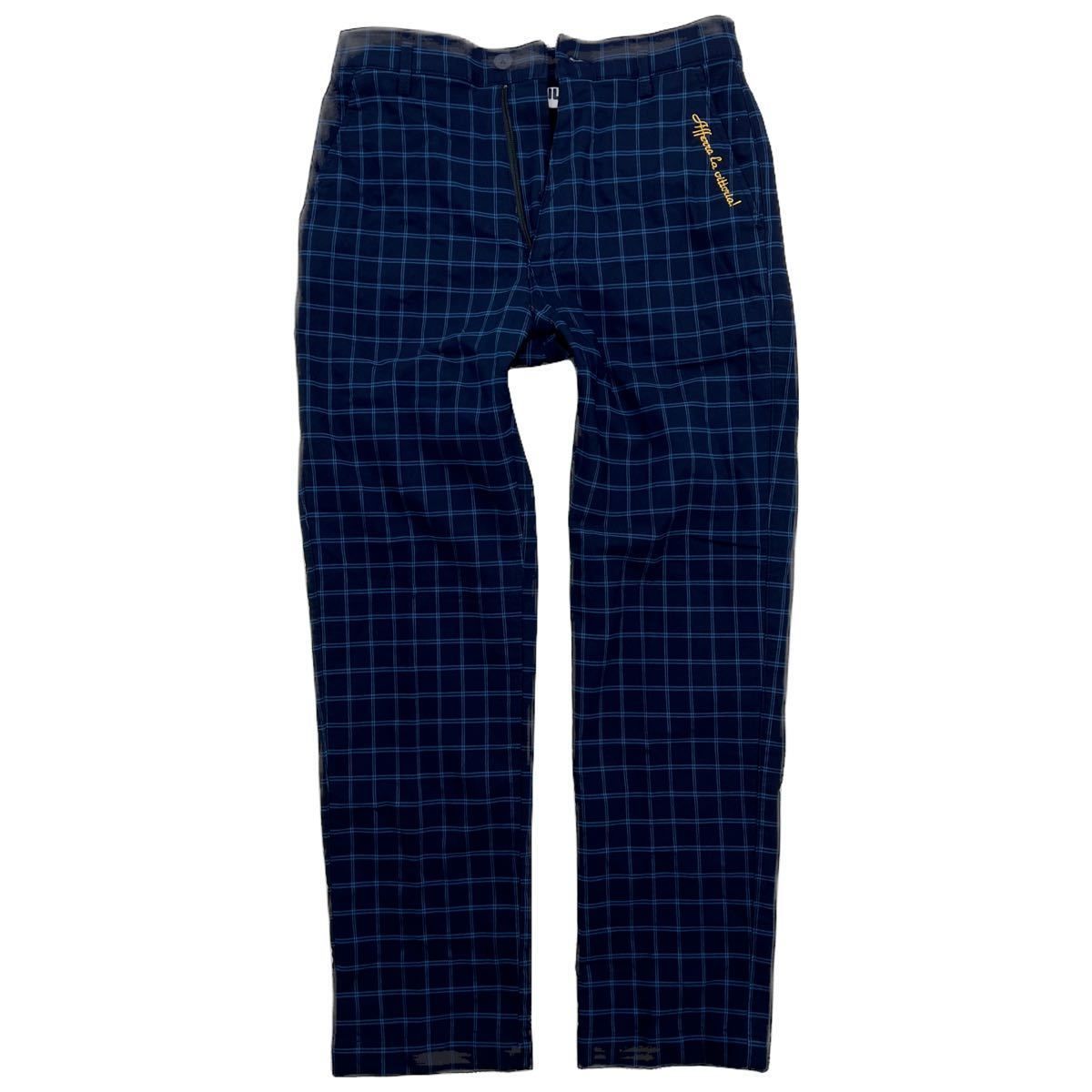 FILA ☆ GOLF ネイビー チェック ゴルフパンツ テーパード パンツ M