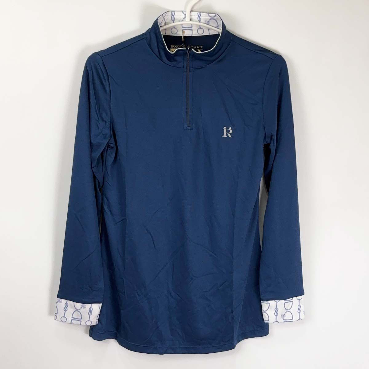 ♥ RONNER SPORTS ロナー ハーフジップ ストレッチ ロングスリーブ ライディング シャツ M ネイビー レディース 乗馬 馬術