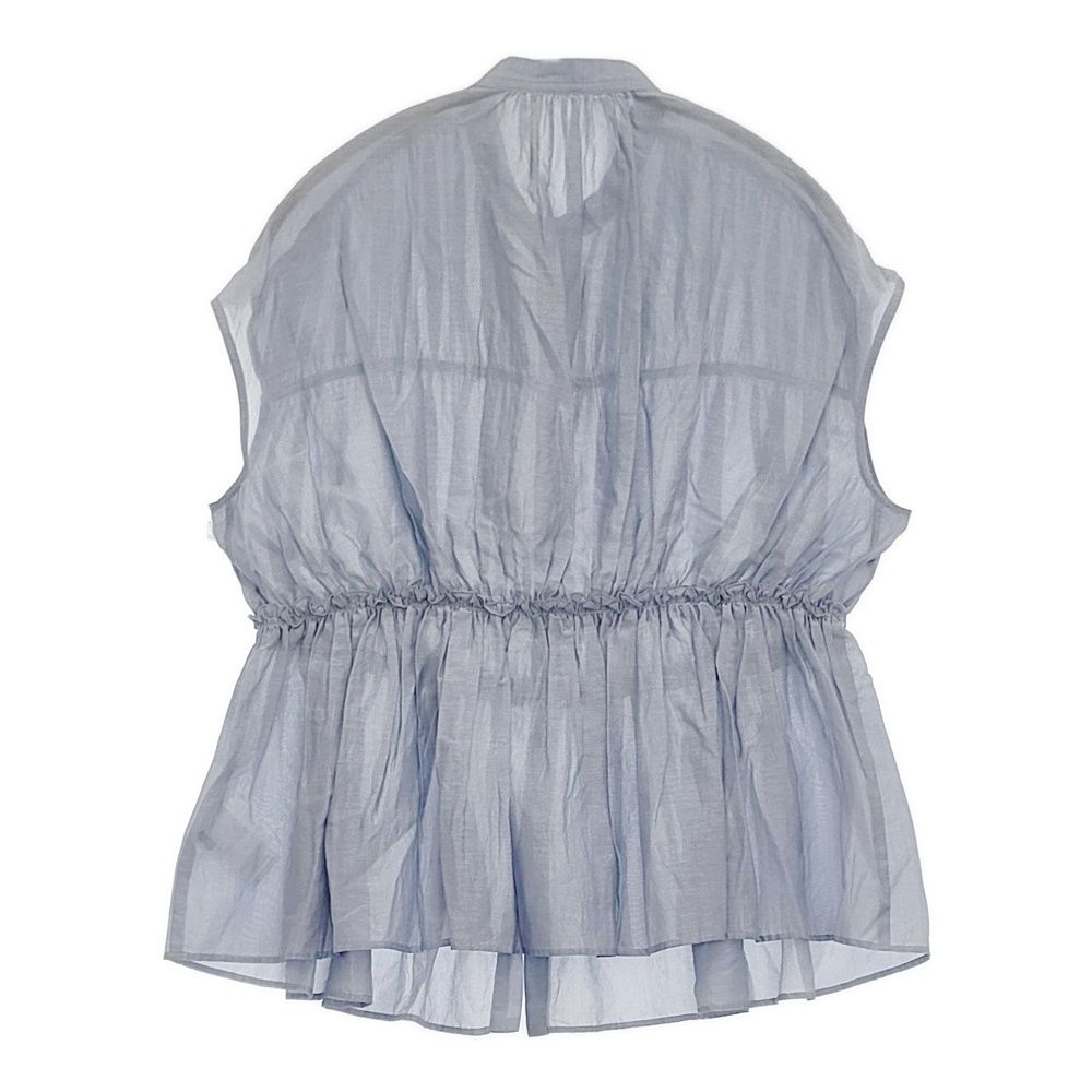 コットンシルク シャーリングペプラムブラウス 36 定価25300円 24 SS ライトブルー レディース トゥモローランド 5-0916 S