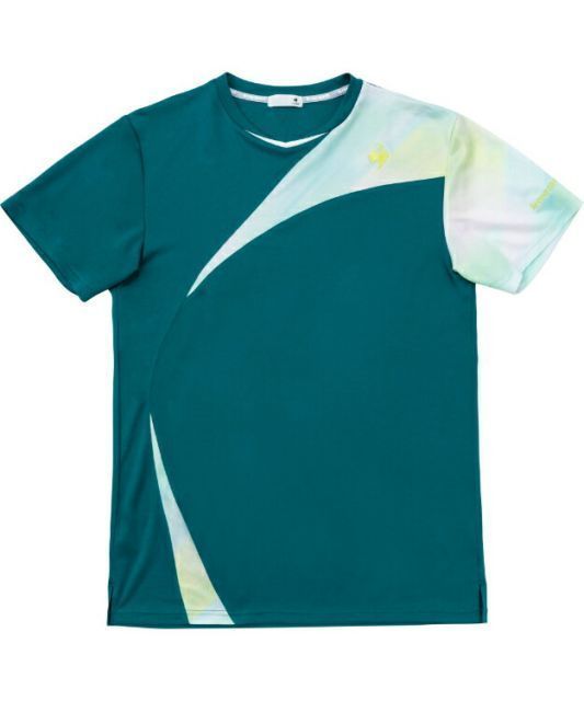 le coq sportif ルコック グラフィックゲームシャツ グリーン M QTMWJA06 GR | 衣類 服 ウエア トップス シャツ 半袖 ショートスリーブ 日よけ 紫外線対策 遮熱 クーリング効果 サンスクリーン テニス