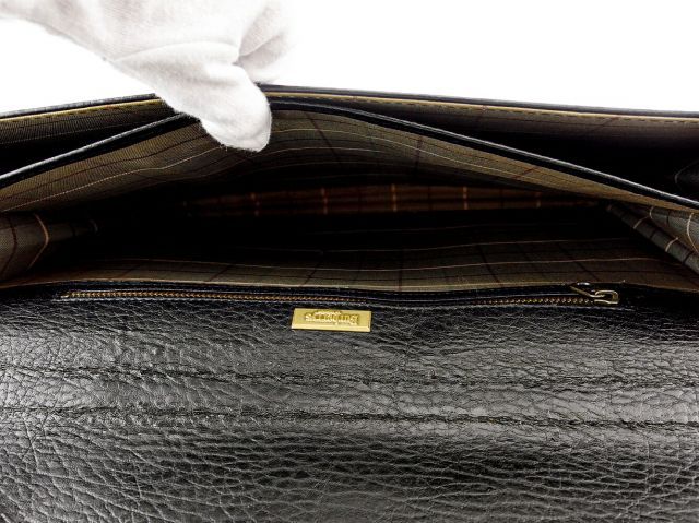 バーバリー ビジネスバッグ ブリーフケース バッグ メンズ ロゴ ブラック ゴールド レザー BURBERRY T19408