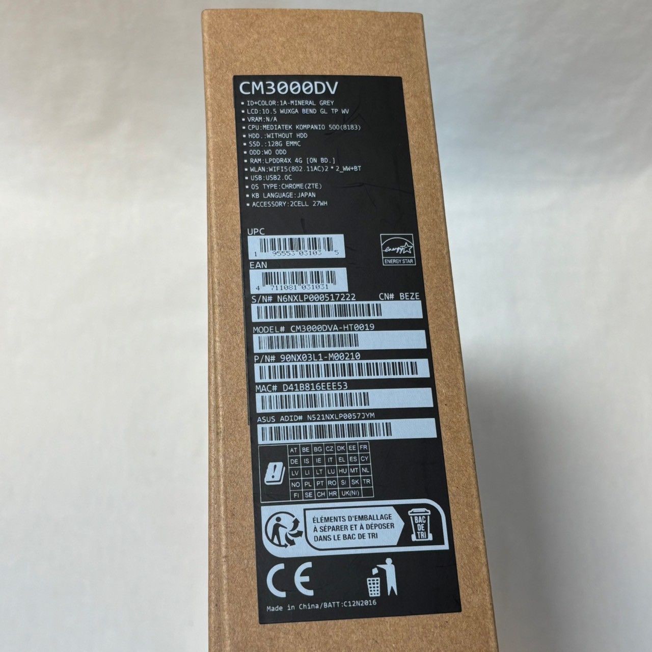 バッテリー良好 ASUS|Chromebook|CM3000DVA-HT0019|タブレットPC|2in1|MediaTek|RAM4GB|初期化済|No.526