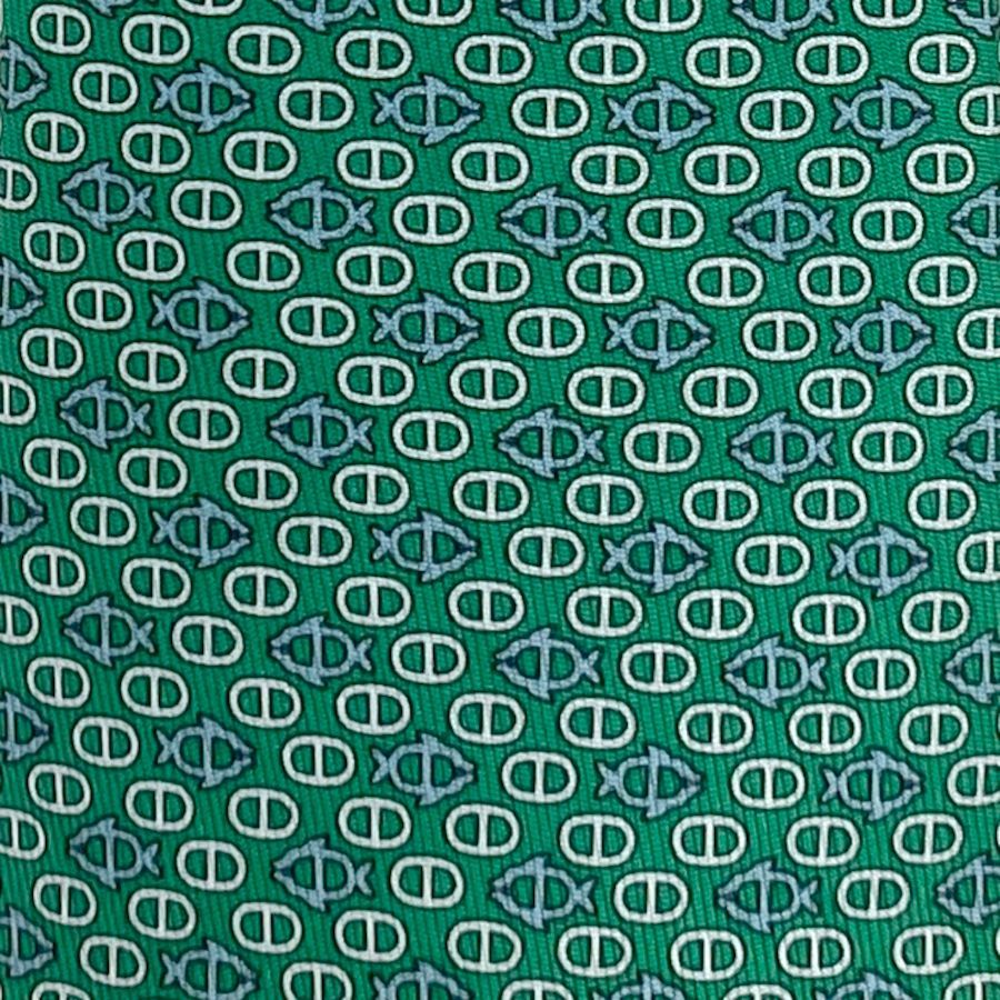 HERMESエルメス7cmシルクツイルラッキーネクタイ緑グリーンフィリップムケ HERMESエルメス7cmシルクツイルラッキーネクタイ緑グリーン